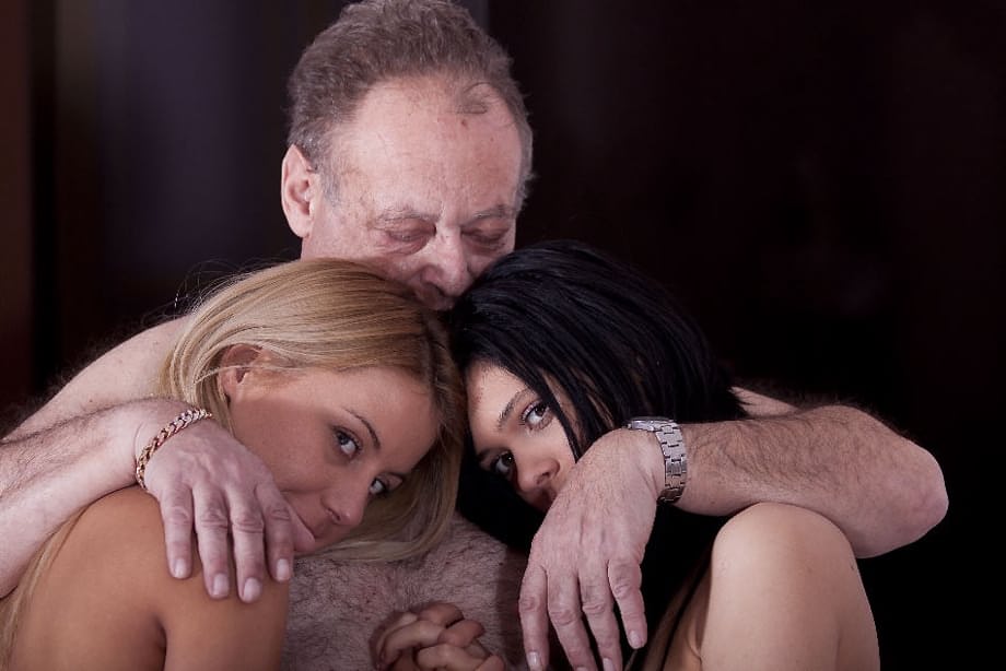 2 barely legal teens have a threesome with an obese old man