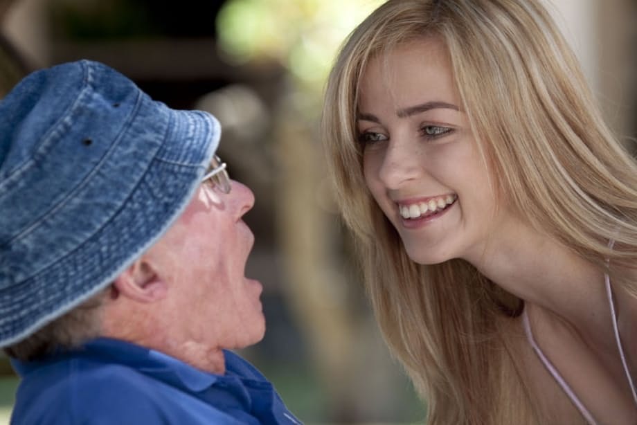 Young blonde girl satisfies her curiosity of fucking an old man