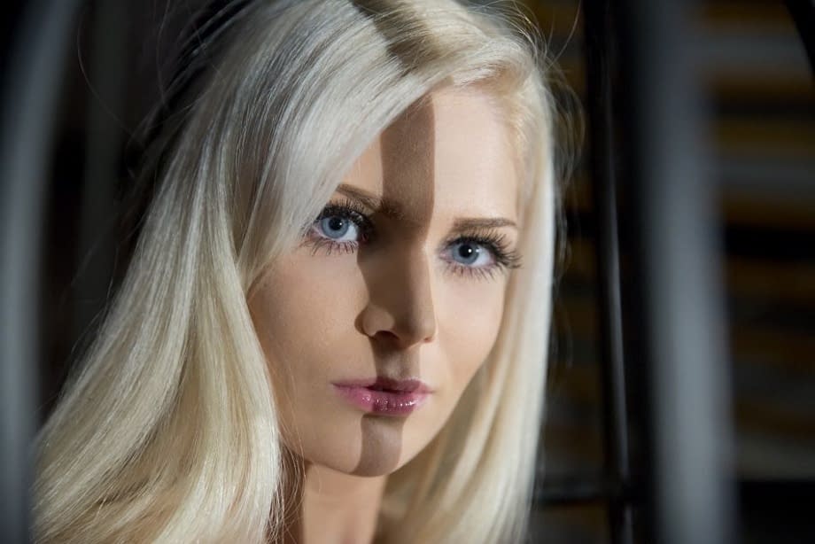 Platinum blonde sex slave gets fucked after being released from her cage