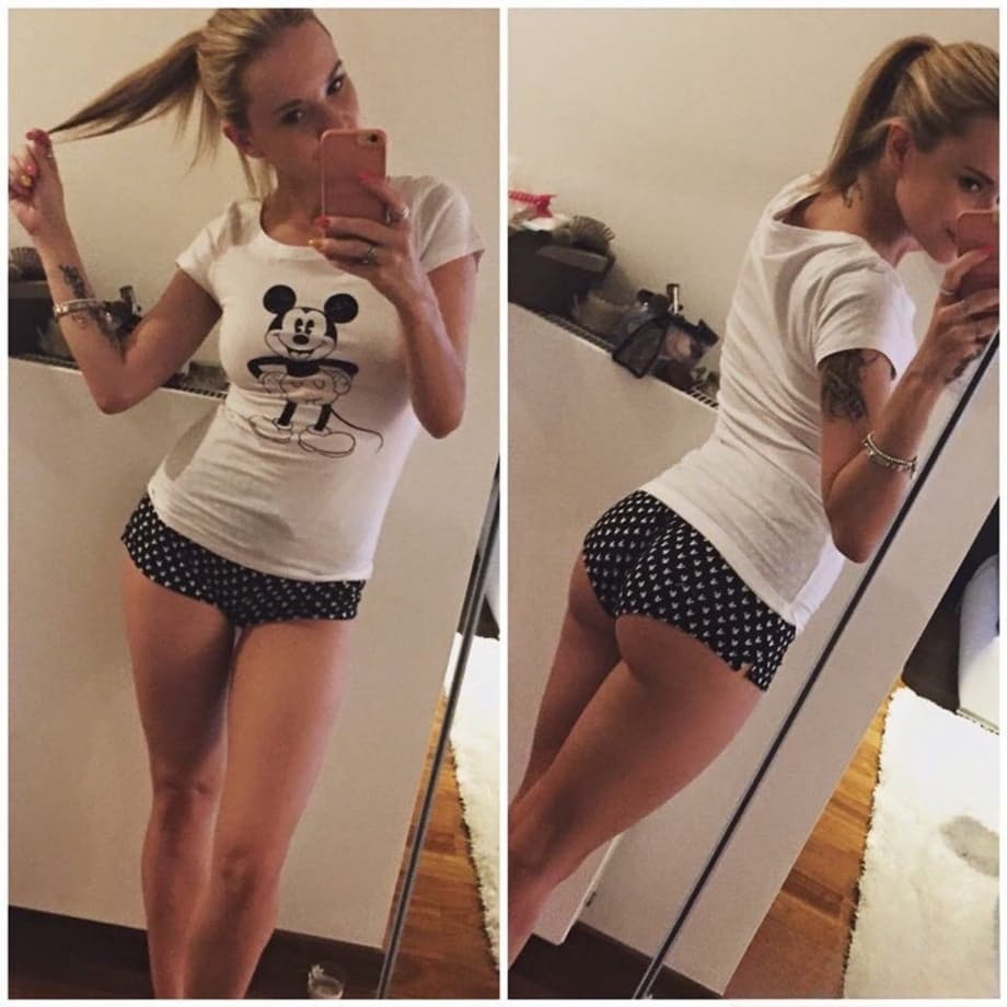 Hot and beautiful Angel Piaf takes a self shot to capture her firm sexy ass