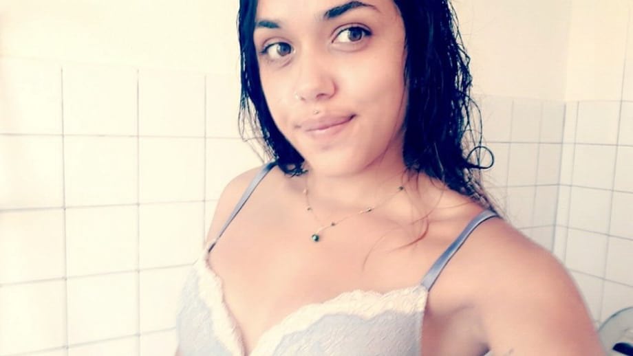 Sweet young brunette slut Esperanza poses topless for hard nipples selfie