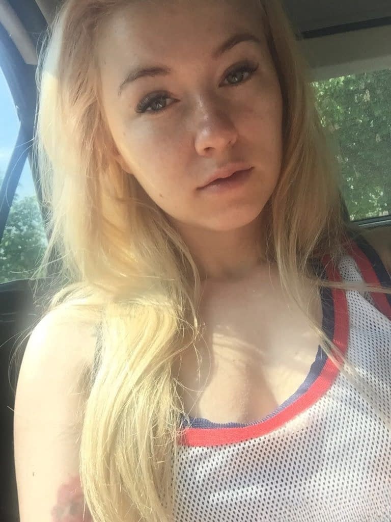 Beautiful blonde slut Misha Cross takes a selfie fully clothed and stark naked
