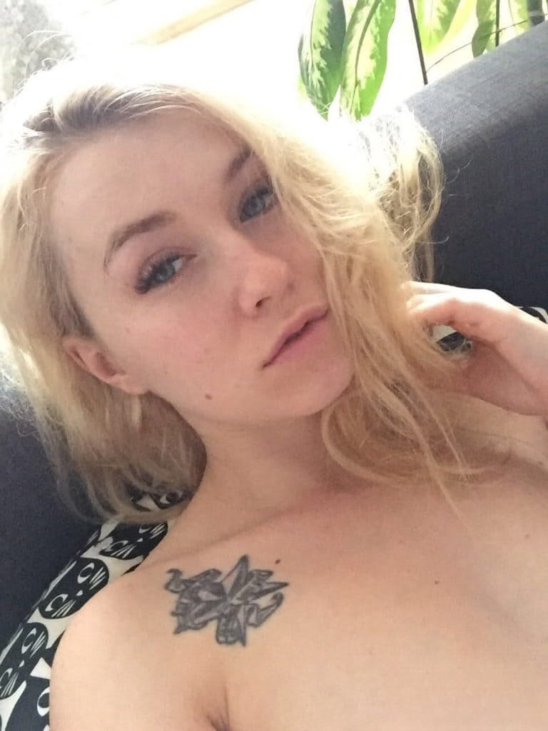 Beautiful blonde slut Misha Cross takes a selfie fully clothed and stark naked