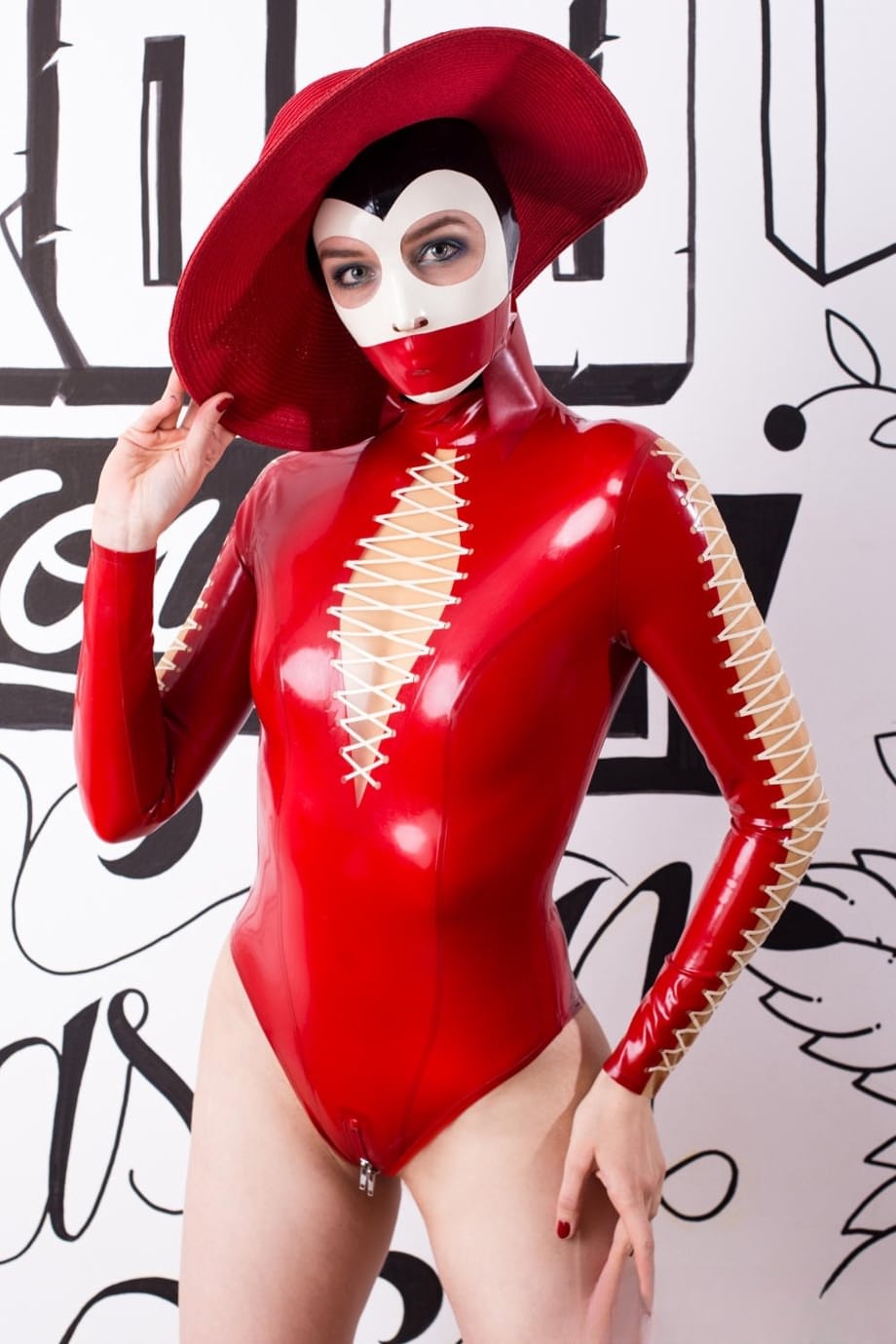 Collection of women modelling the latest in latex fashions