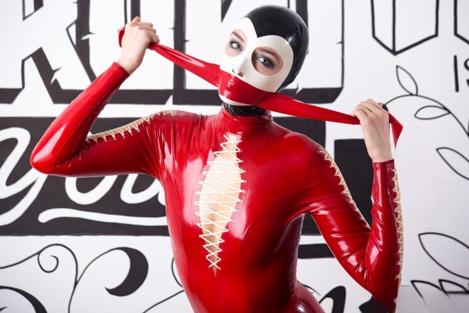 Collection of women modelling the latest in latex fashions
