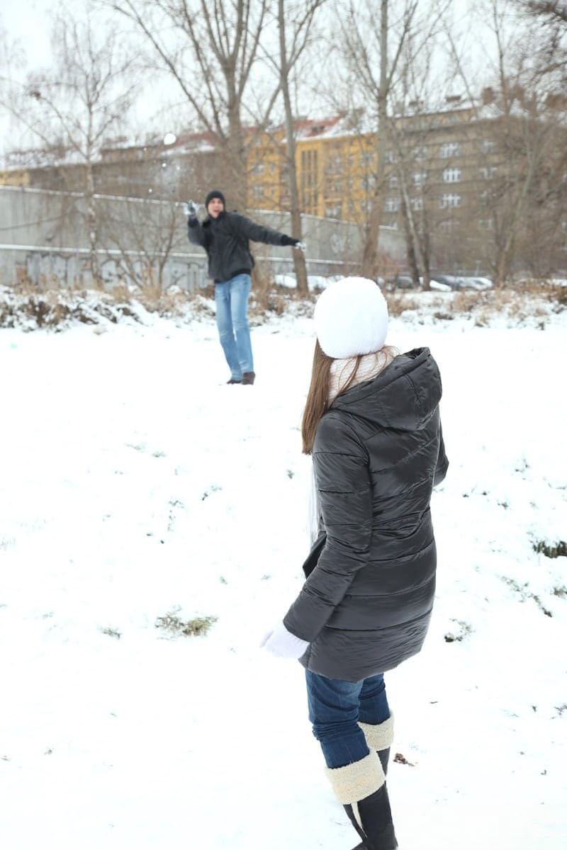 Young girl with beautiful boobs gets banged inside on a cold winter day