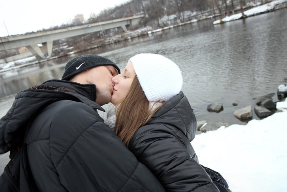 Young girl with beautiful boobs gets banged inside on a cold winter day