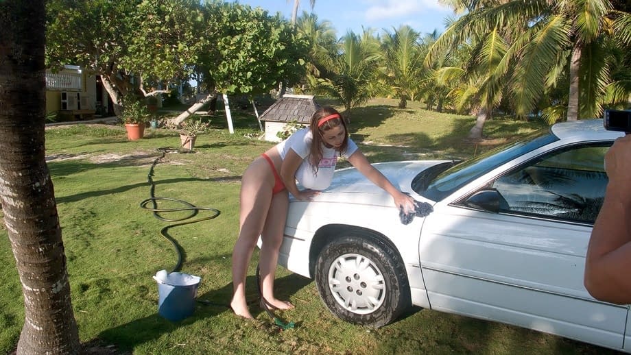 Hot MILF women stripping bikinis to bare big tits on the beach