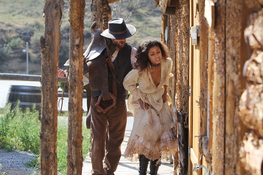 Sexy ebony slave girl tied up and force fucked by her cowboy captor