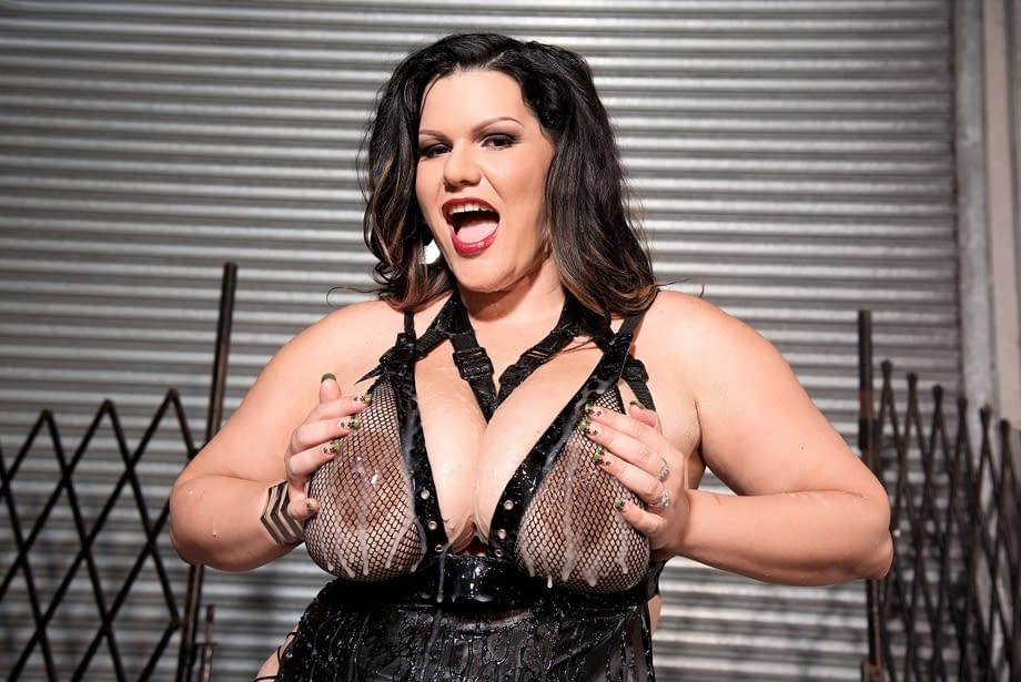 Latina BBW Angelina Castro models solo in revealing lingerie
