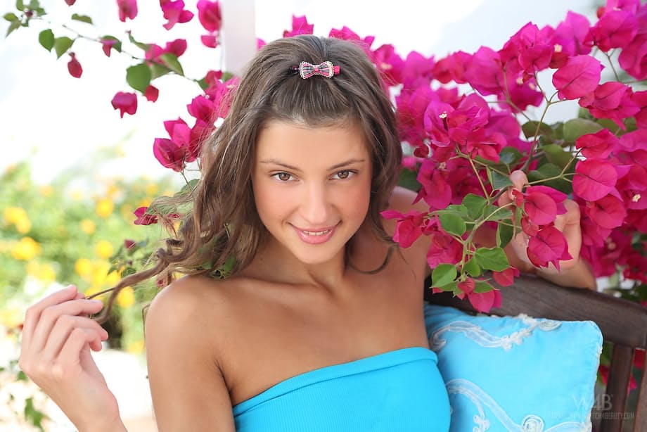 Innocent looking teen girl is anything but as fingers her own asshole on patio