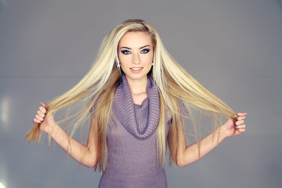Beautiful blonde skinny girl Diana strips sexy dress to and stretches naked