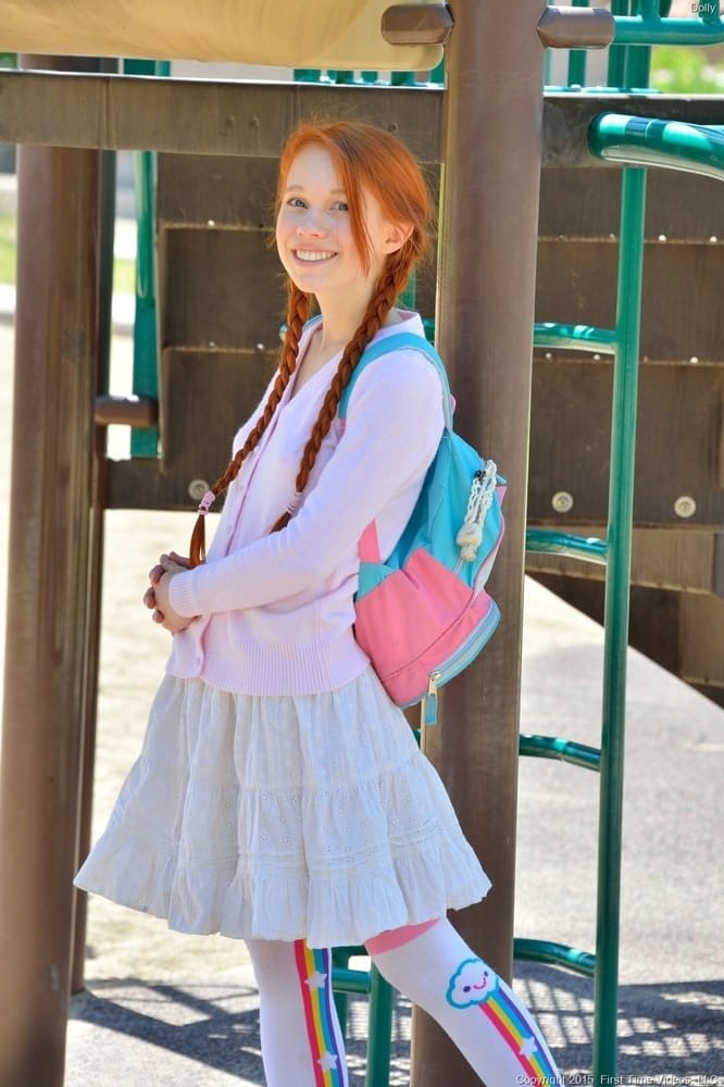 Petite ginger schoolgirl pleasures her tight muff with a sex toy