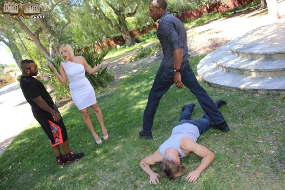 Blonde wife Kate England is forced to fuck 2 big black cocks