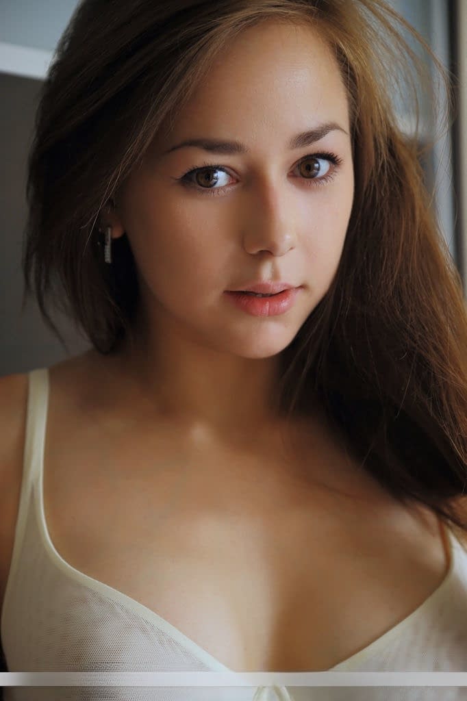 Young underwear model Miren exposing naked pink pussy for the first time