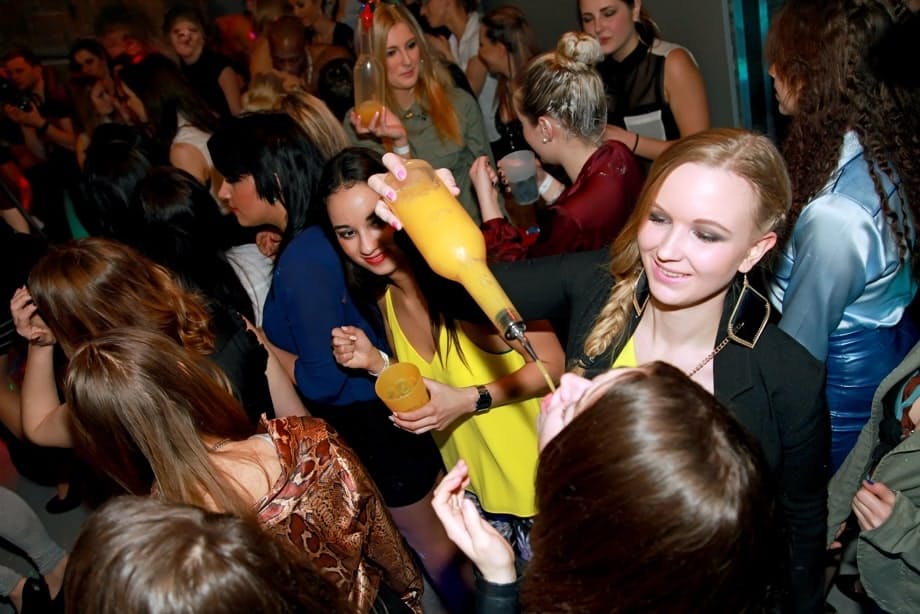 Lusty party girls suck all kinds of male stripper cock at the club