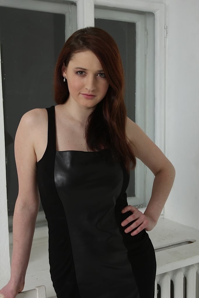 Busty amateur Maria Beaumont strips before her guy in seductive manner