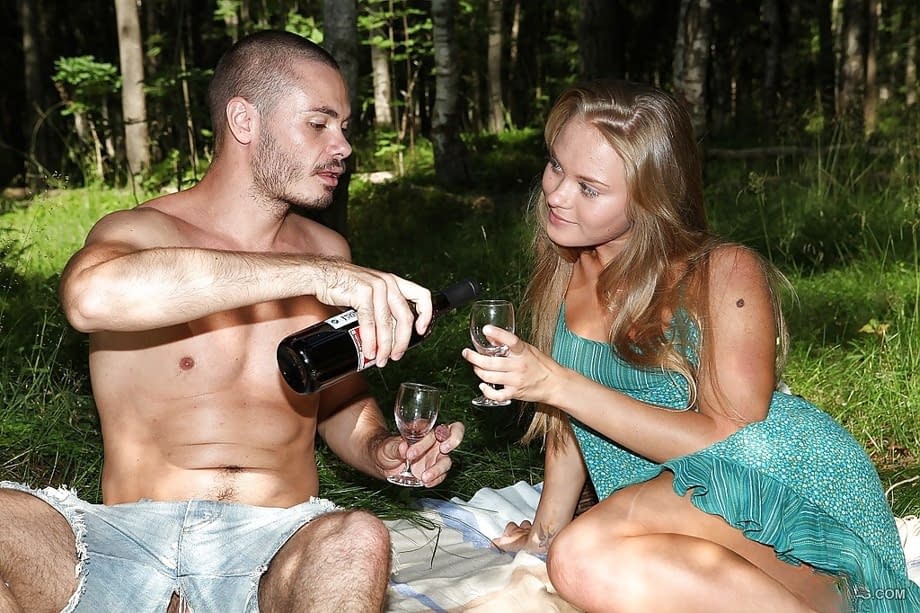 Busty teen enjoys passionate anal fucking in the forest