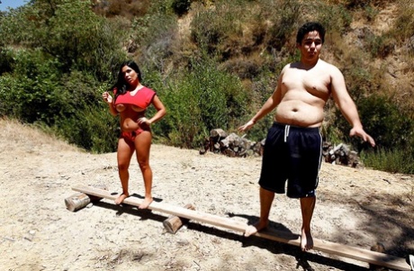 Busty babe Sienna West goes camping and scores a fat dick in her cunt