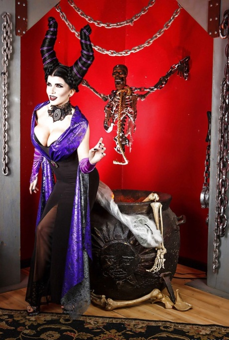 Milf pornstar Romi Rain showing off in her Halloween costume
