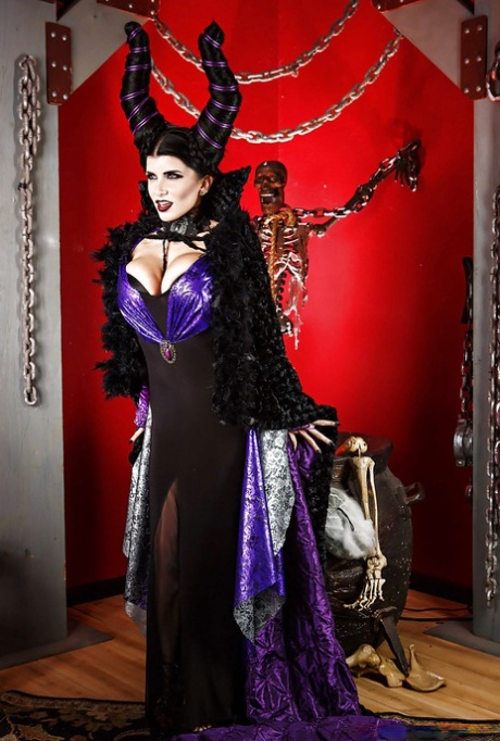 Milf pornstar Romi Rain showing off in her Halloween costume