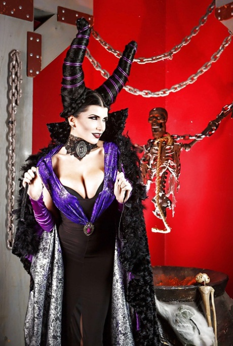 Milf pornstar Romi Rain showing off in her Halloween costume