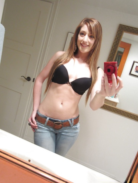 Tiny tit brunette Casana undressing in the bathroom to show herself