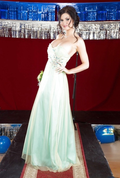 Kendall Karson is posing in her fabulous prom dress and hot underwear