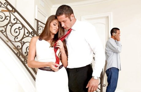 Pretty wife Madelyn Marie is getting fucked right on the stairs