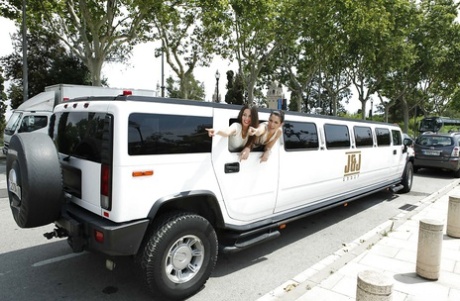 Pretty mature whores are riding a car absolutely naked