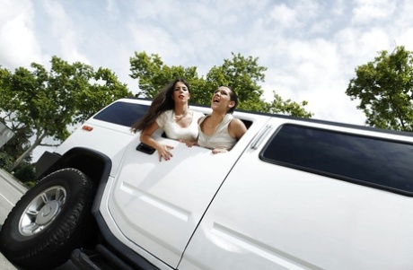 Pretty mature whores are riding a car absolutely naked