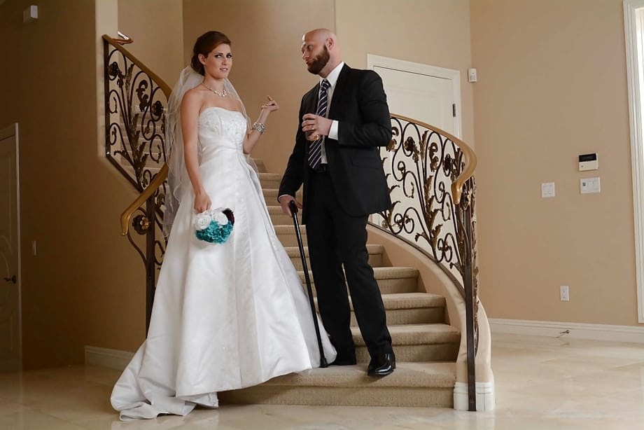 Milf wife Jenni Lee has sex in her wonderful white wedding dress