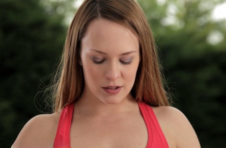 Close up outdoor pissing scene with a big tits babe Blue Angel