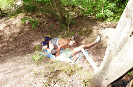 Outdoor blowjob from an excellent cutie with sweet pigtails