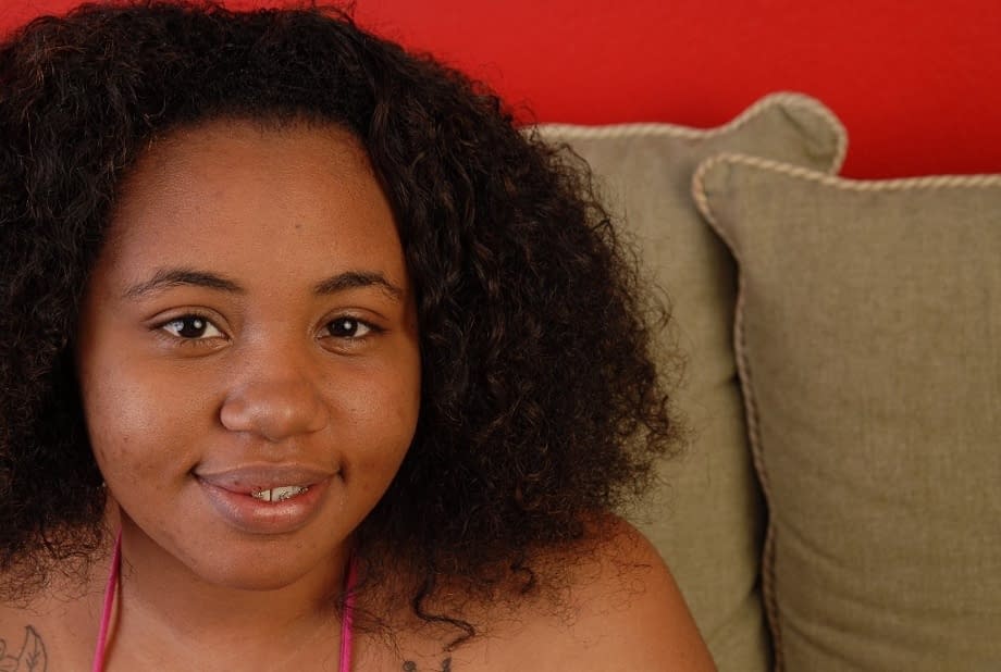 Mature fat ebony Champagne shows how hairy her hot pussy is!