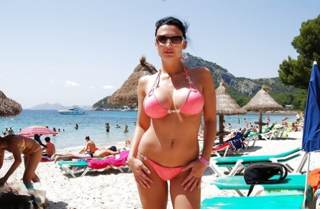 Fabulous Aletta Ocean poses outdoor on the beach in bikini