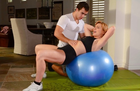 Middle-aged cock-sucker Sasha Sean is jumping happily on young cock