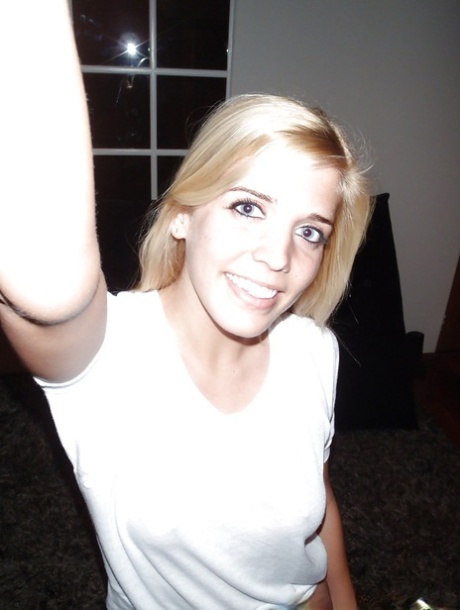 First time blonde takes nude selfies and masturbates her teen cunt hole