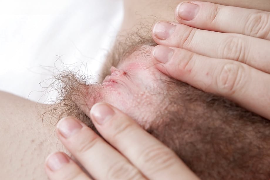Cute blond first timer Nicole D fingering her hairy bush in bedroom
