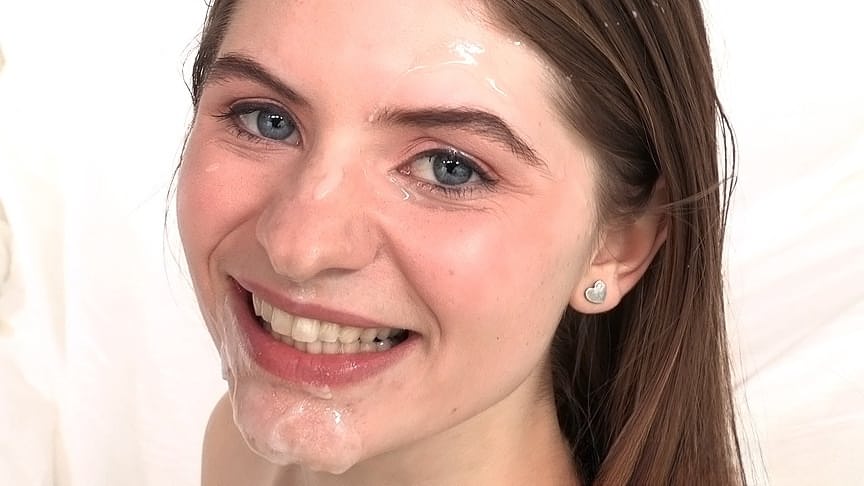 Young girl Alice March spreads shaved pussy to take big cock deep inside