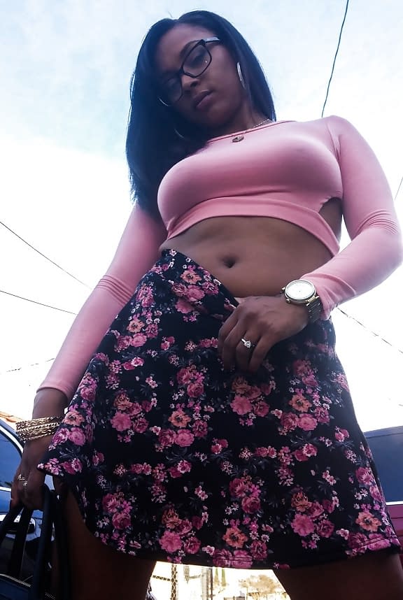Busty ebony chick Porsha Carrera showing off her thong panties and phat ass