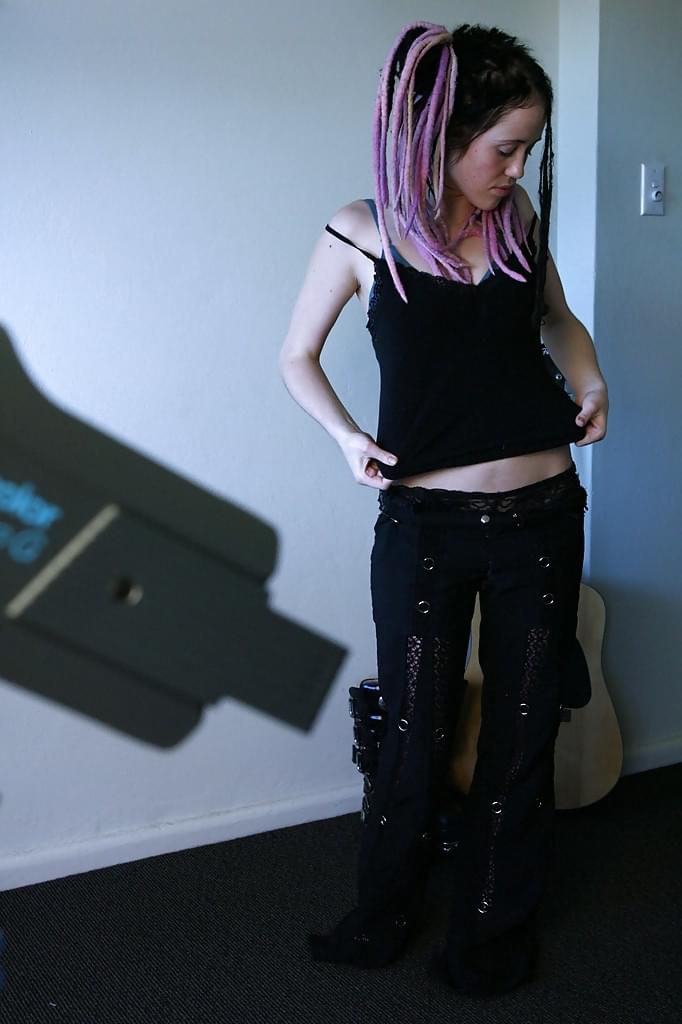 Young girl in dreadlocks recorded getting dressed by hidden spy camera