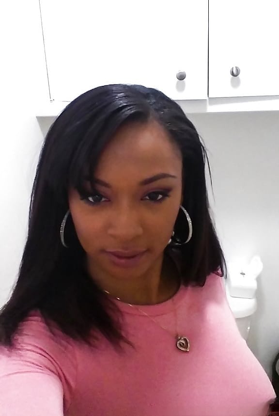 Curvy black chick Porsha Carrera taking selfies of her big black tits