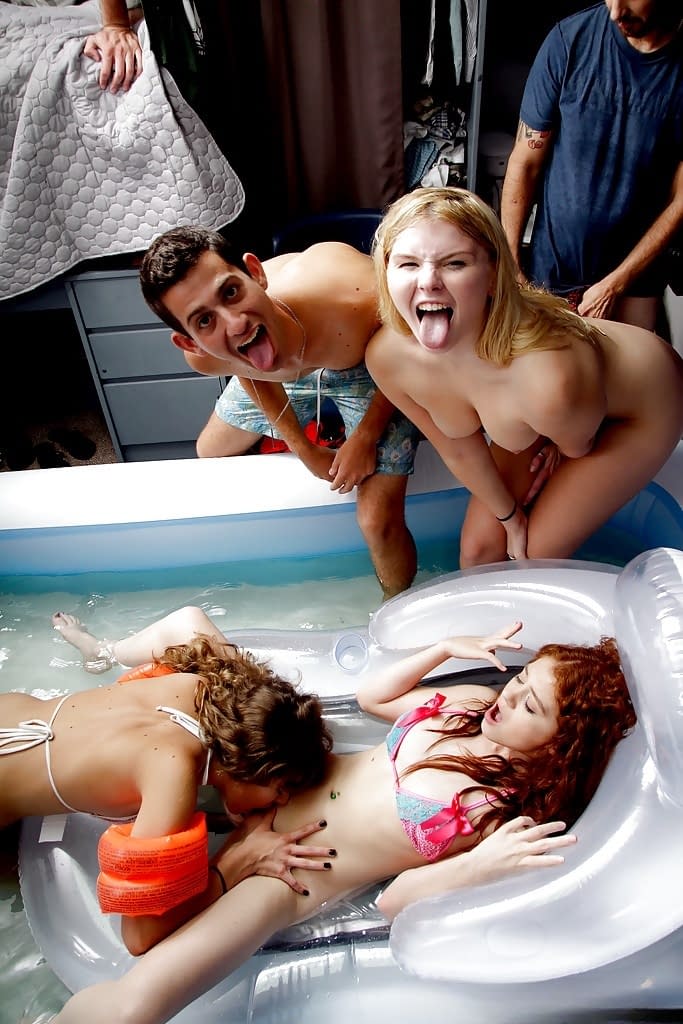 Coed Melissa May and girlfriends go girl on girl in dare dorm challenge