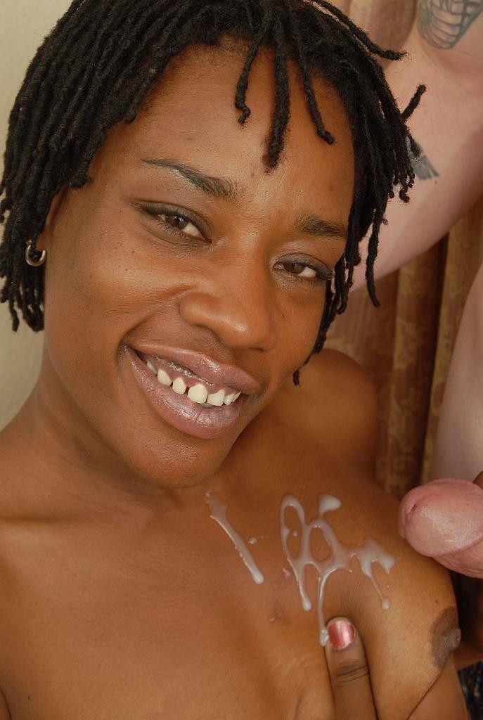 Ebony cougar Cat having older black woman pussy attended to by white boy