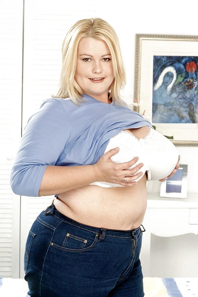 Obese blonde female Lou Lou unveiling massive saggy boobs and butt