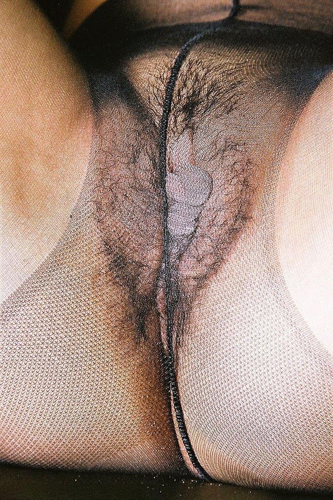 Amateur Korean model Junko posing topless in black pantyhose