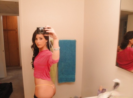 Barely legal teen Mia Valentine taking naked mirror selfies while undressing