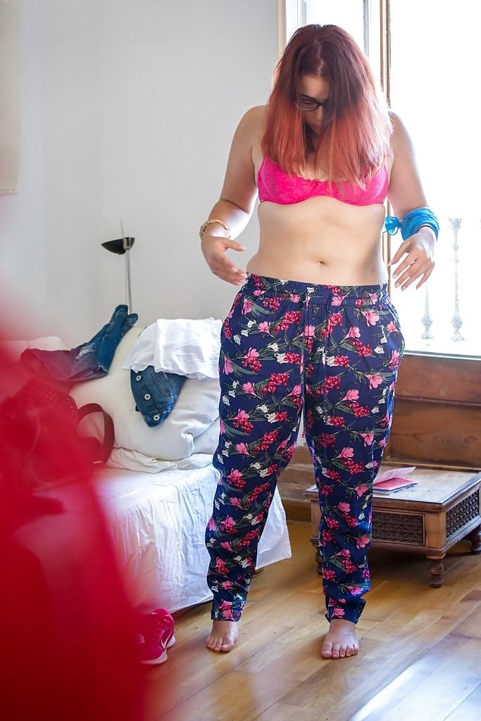 Overweight female Leticia caught on camera getting dressed by peeping tom