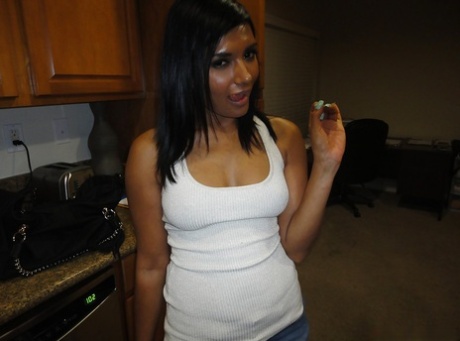 Latina girlfriend entrances guys with shots of her big tits and asshole